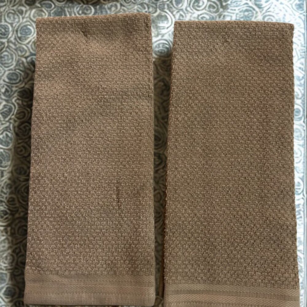 Set of 2 Premium Brown Kitchen Towels – Soft Absorbent Dish Towels